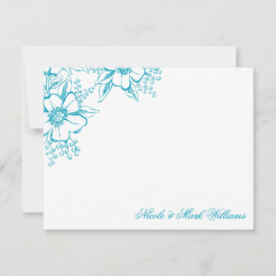 Turquoise Floral Letterpress Style Mariage
