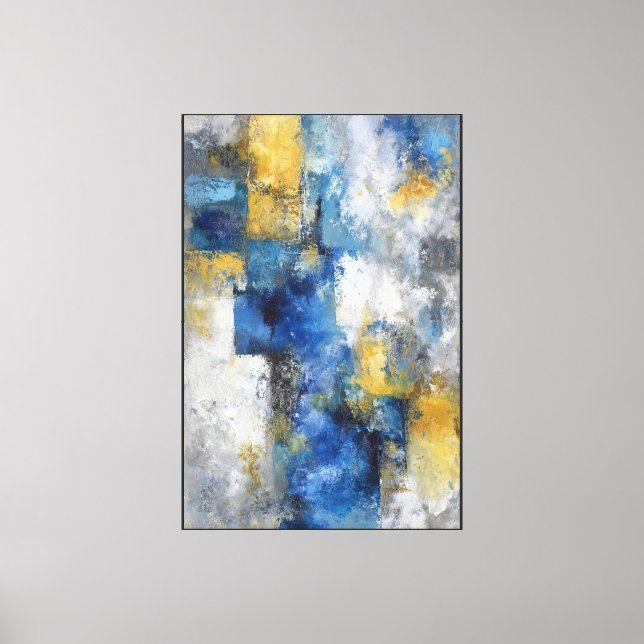 Turquoise Flow : Art mural abstrait bleu et or (Recto)