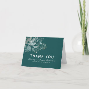 Turquoise Foliage Élégant Merci de mariage