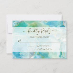 Turquoise Gemstone Watercolor Wedding RSVP