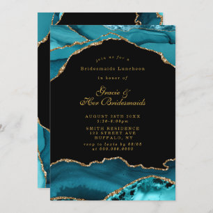 Turquoise Gold Agate Stone Bridesmaids Luncheon In