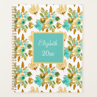 Turquoise & Gold Floral Personalized