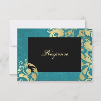 Turquoise & Gold Shimmer Floral Mariage Réponse RS