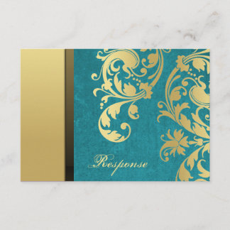 Turquoise & Gold Shimmer Floral Mariage Réponse RS