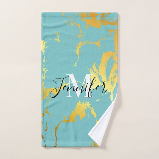 Turquoise Golden Foil (Serviette à main)