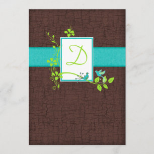 Turquoise Green Brown Crackle Faire-part de mariag