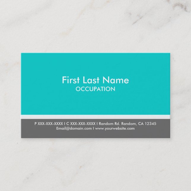 Turquoise gris bande simple cartes de visite perso (Devant)