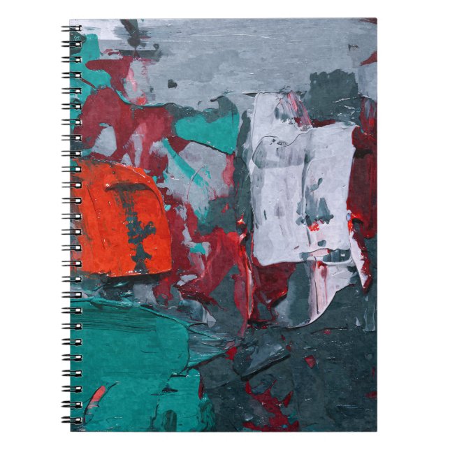 Turquoise Gris rouge Texture urbaine Carnet Abstra (Devant)