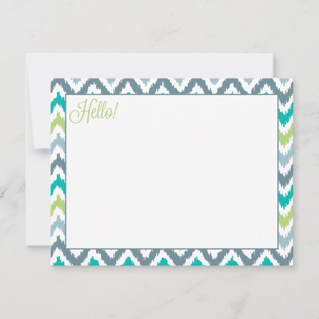 Turquoise gris vert Zigzag Tribal Ikat Motif (Devant)