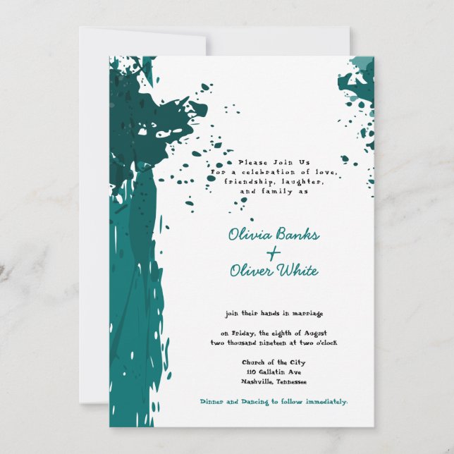 Turquoise Grunge - Adhésion au mariage - Invitatio (Devant)
