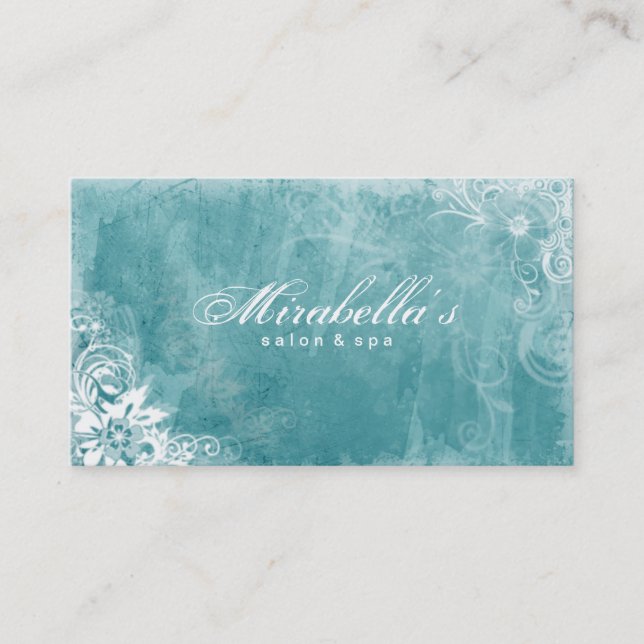 Turquoise grunge W de salon de carte de visite (Devant)