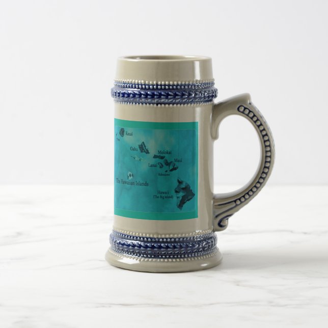 Turquoise Hawaiian île plan mug (Droite)