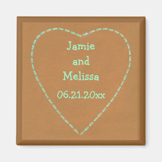 Turquoise Heart Enregistrer la date Mariage Magnet