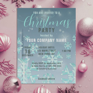 Turquoise hiver Noël Entreprise Fête Invitation