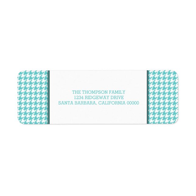 Turquoise Houndstooth Étiquettes de adresse de vac (Devant)