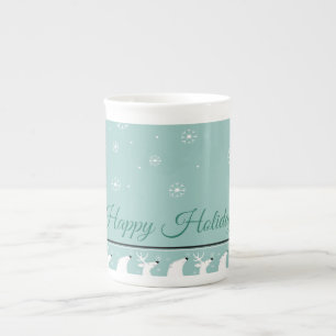 Turquoise Joyeuses Vacances Bone China Mug