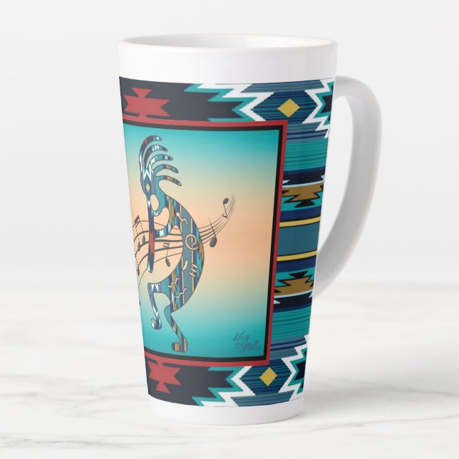 Turquoise Kokopelli Latte Mug (Angle droit)