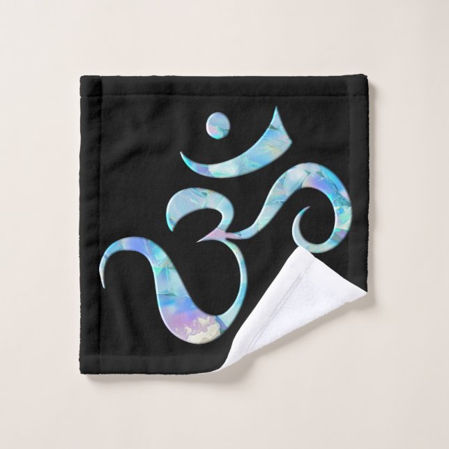 Turquoise Marbré Om (Gant de toilette)