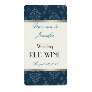 Turquoise Mariage damassé Mini Étiquettes du vin