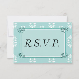 Turquoise Mariage damassé RSVP