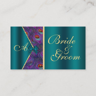 Turquoise Mariage Peacock Carte de visite nuptiale