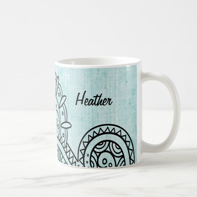 Turquoise Mehndi Motif Mug (Droite)