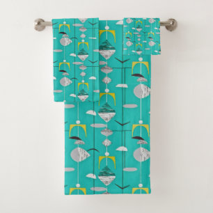 Turquoise milieu du siècle moderne Boomerang Abstr