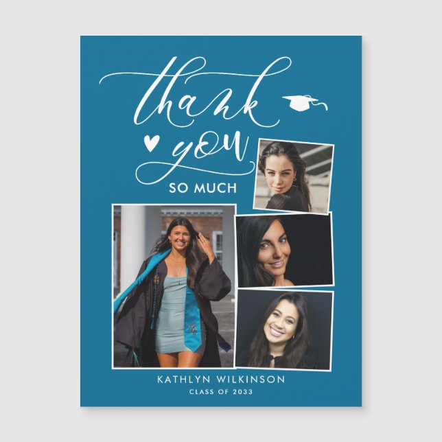 Turquoise moderne 4 Merci de graduation photo (Devant)