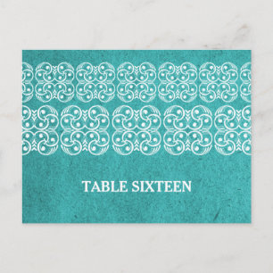 Turquoise moderne Bohême Numéro de table Carte pos