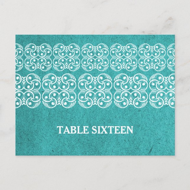 Turquoise moderne Bohême Numéro de table Carte pos (Devant)