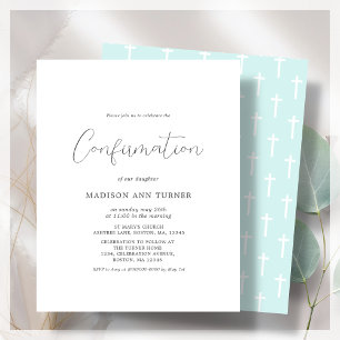 Turquoise moderne Confirmation de l'invitation b