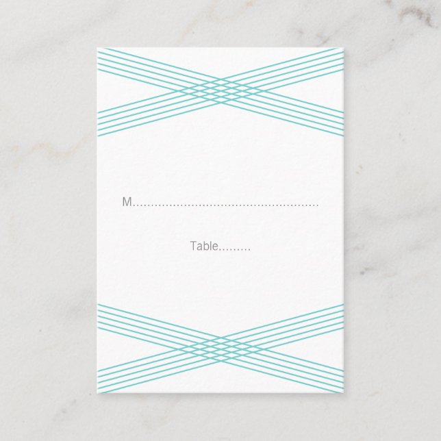 Turquoise Moderne Déco Mariage Cartes de Place (Devant)