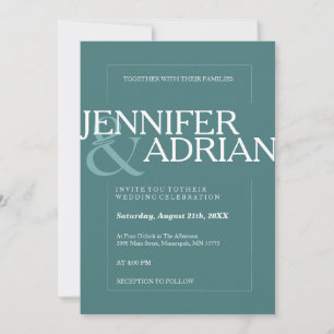 Turquoise Moderne Minimal Faire-part de mariage si