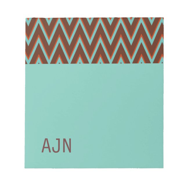 Turquoise Monogram School Office Bloc-notes Cadeau (Devant)