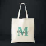 Turquoise Monogramme noir Nom de script Sac fourre<br><div class="desc">Sac fourre-tout turquoise Monogram Black Script Name. Peut être offert en cadeau à la famille et aux amis lors de leur anniversaire et Noël.</div>