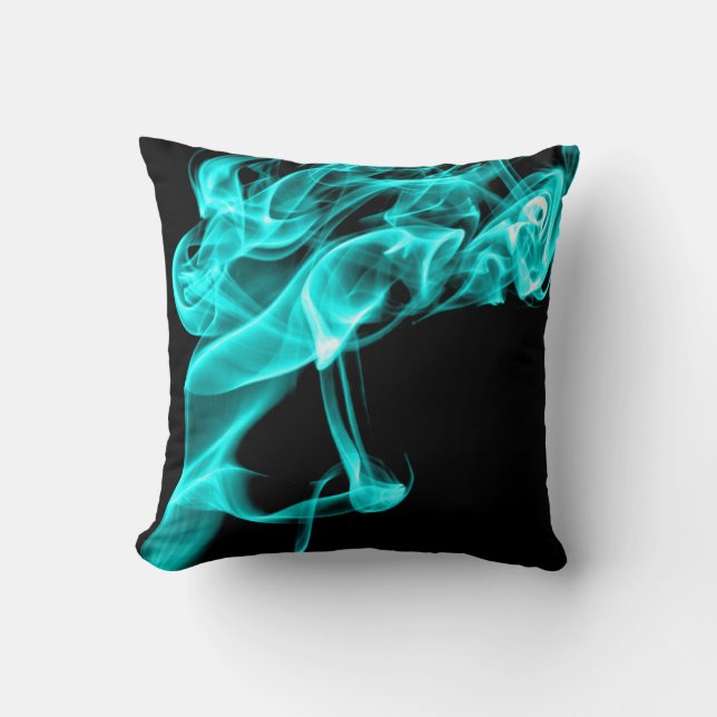 Turquoise Noir Moderne Design Coussin Cushion (Recto)