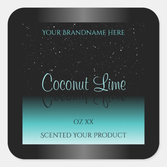 Turquoise noir moderne Ombre Étiquette de produit  (Devant)