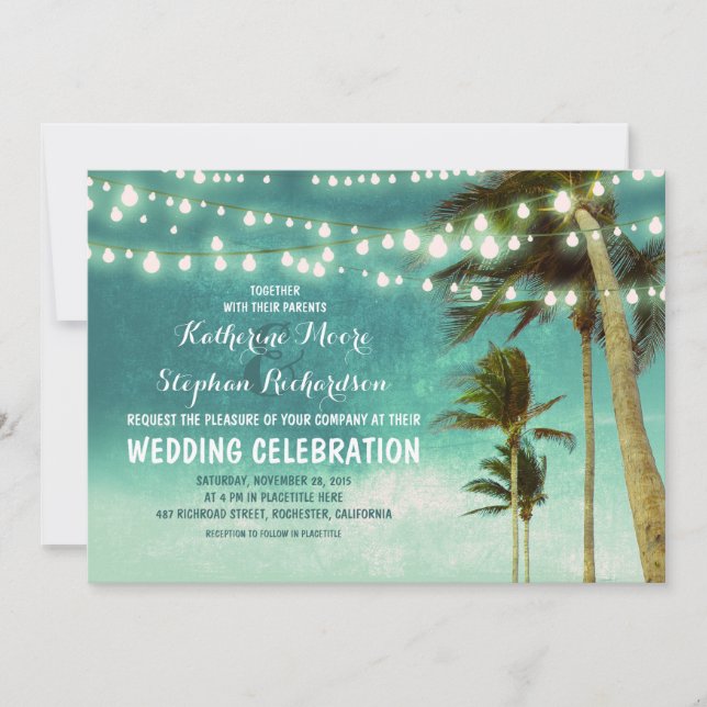 turquoise ombre des invitations à mariage sur plag (Devant)