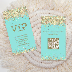 Turquoise & Or Mini VIP Invitation d'anniversair