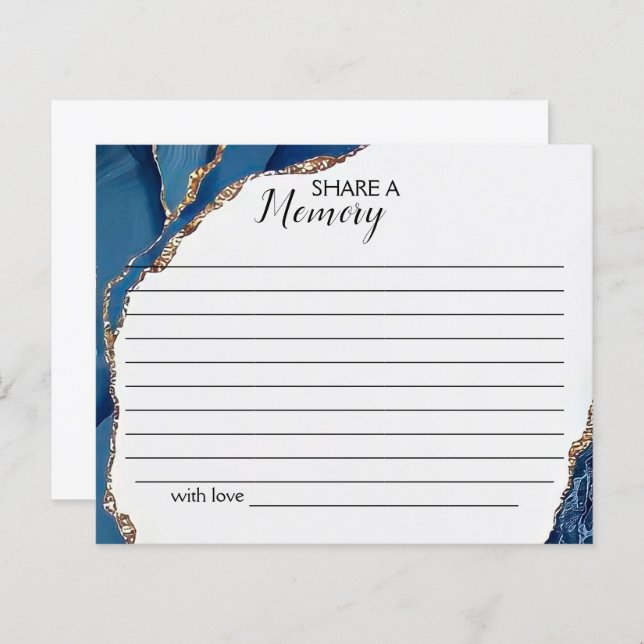 Turquoise & Or Partager une carte mémoire funérair (Devant / Derrière)