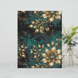 Turquoise & Or Perdu Grunge Floral