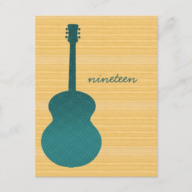 Turquoise Pays Guitare Numéro de table Carte posta (Devant)