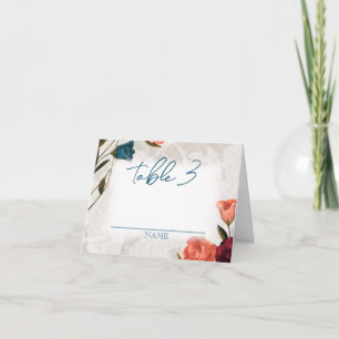 Turquoise, Peach Roses plié Mariage Numéro de tabl