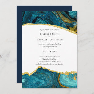 Turquoise Peacock Blue Gold Agate Mariage