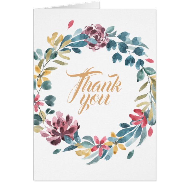 Turquoise personnalisé et Merci de couronne floral (Devant)