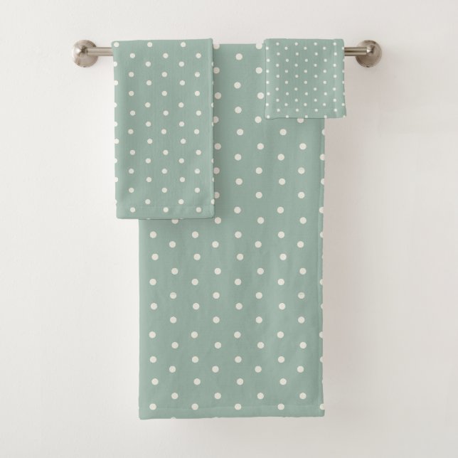 Turquoise Polka Dot Baby Bath Towel Set (En situation)