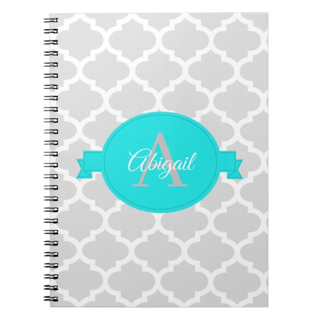 Turquoise Quatrefoil Carnet personnalisé (Devant)