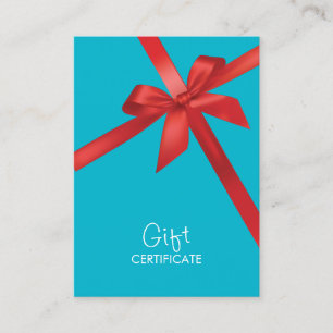 Turquoise Red Ribbon Wrapping Certificat cadeau