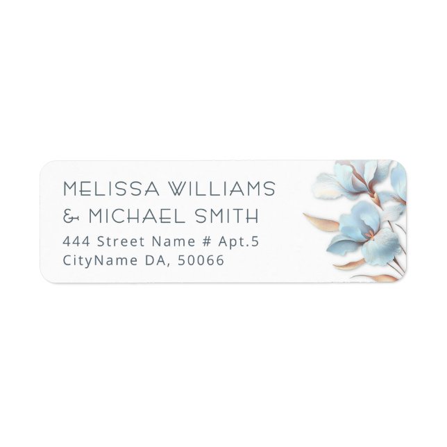 Turquoise Rose Gold Fleur |  Étiquette de Mariage (Devant)