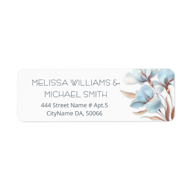 Turquoise Rose Gold Fleur |  Étiquette de Mariage (Devant)